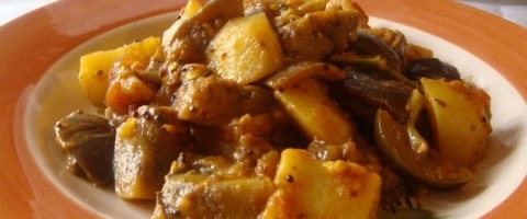 बैगन आलू की सब्जी - Aloo Baingan Recipe - Eggplant with potato
