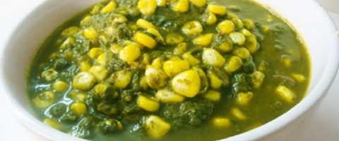 पालक, सोया साग स्वीटकार्न करी - Palak Soya Sweet Corn Curry Recipe