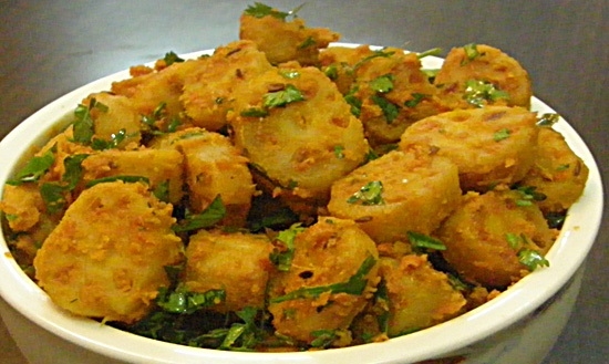 कमल ककड़ी की सूखी सब्जी - Kamal Kakdi Fry Recipe - Lotus Root Fry Recipe