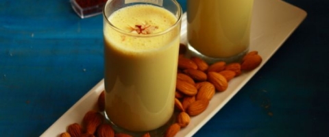 Saffron Flavored Almond Milk Recipe - Kesar Badam Milk Recipe
