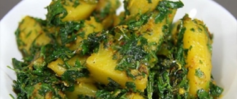 हरा धनियां आलू की सब्जी - Aloo Dhania Fry Recipe